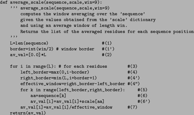 \begin{figure}\small\begin{verbatim}def average_scale(sequence,scale,win=9):
...
...al[i]/effective_window  ...
